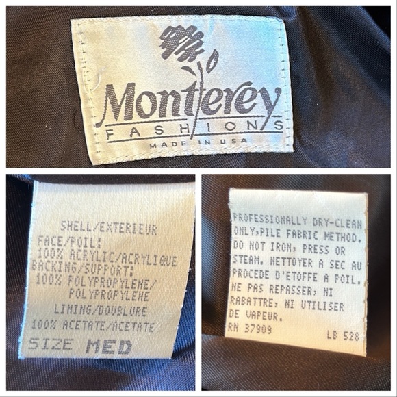 Vintage Monterey Fashions fleece faux fur Aztec southwest coat. Medium - Picture 6 of 12